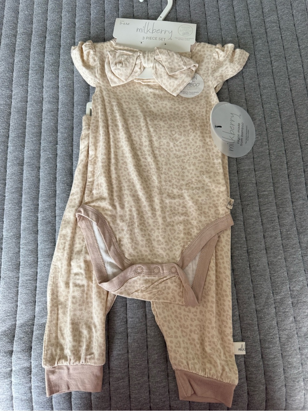 Milkberry Cream Leopard-Print Baby Romper Set